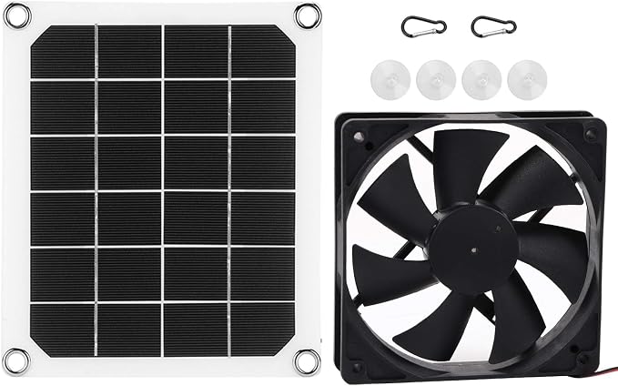 Lyrlody 10w Solar-abluftventilator, Tragbar, Ip65 Wasserdicht, Usb Für Hühnerställe, Gewächshäuser Und Tierhäuser