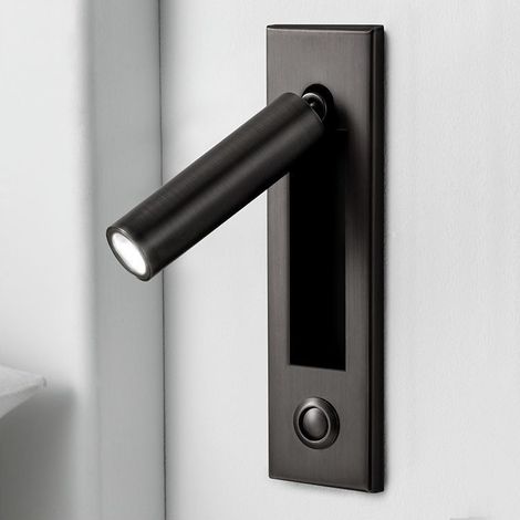 Einbau-wandleselampe Mit Druckknopfschalter, Ideal Fürs Schlafzimmer – Schwarz