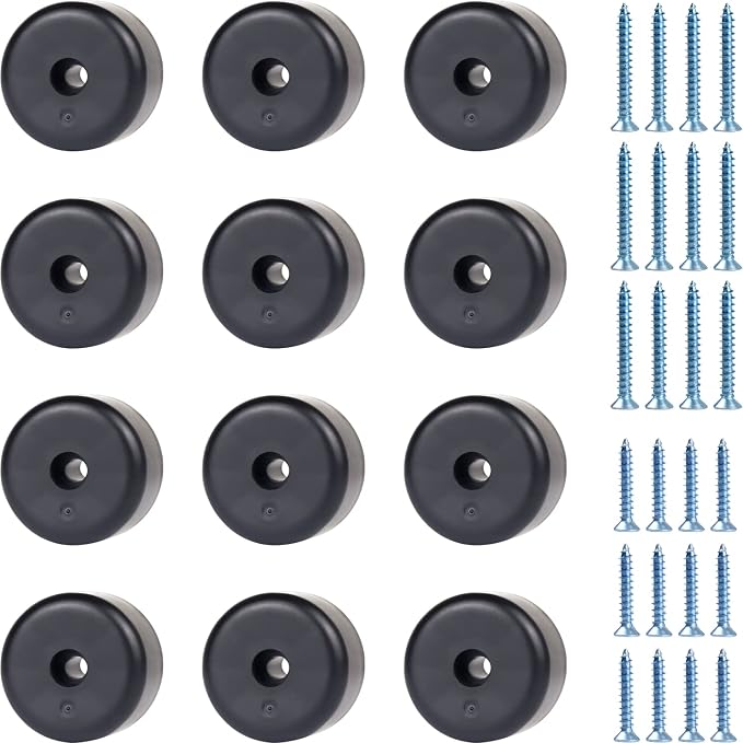 12 Runde Möbelbeine, Schwarze Möbelbeine, Ø 40 X H 25 Mm, Sofabeine, Möbelbeine, Schrankbeine Mit 24 Schrauben