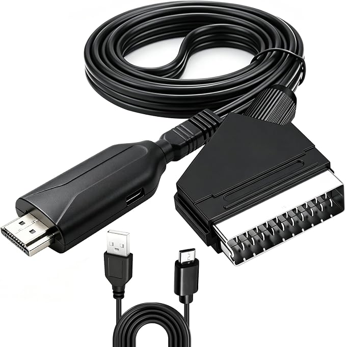 Scart-zu-hdmi-konverter 1080p, Scart-zu-hdmi-adapter Mit 1080p/720p Für Hd-fernseher, Ps3, Xbox, Vhs, Dvd, Sky, Blu-ray, Mit Integriertem Kabel, Plug & Play, Wechselstrom 100–240 V, 50/60 Hz, Gleichst