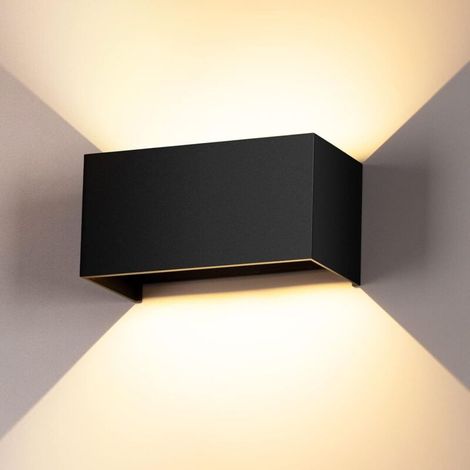 24-w-led-wandleuchten Für Den Innen- Und Außenbereich, Verstellbarer Abstrahlwinkel (nach Oben Und Unten), Warmweißes Licht (3000 K), Schwarze Ausführung, Wasserdicht (ip65), Für Die Außenwandbeleucht