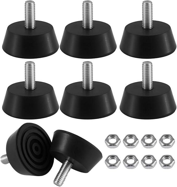 Set Mit 8 Verstellbaren Nivellierfüßen, Schraubgummifüße, Gewindehöhe M6 X 32,3 Mm, Mit 8 Muttern, Reduziert Geräusche Und Kratzer, Für Möbel, Schränke, Stühle, Tische, Vitrinen