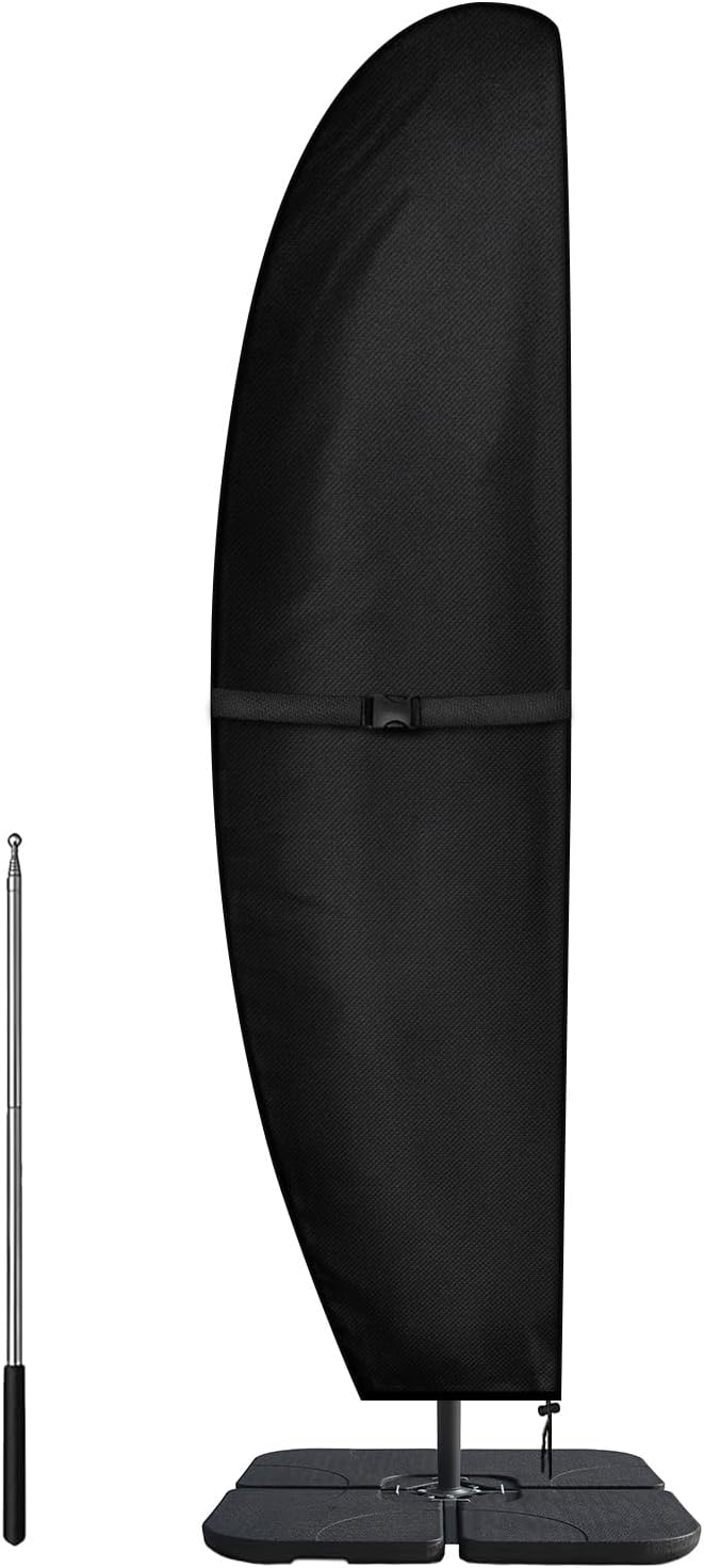 Wasserdichte Schutzhülle Für Ampelschirme Von 3 M Bis 4 M, Winddicht, Uv-beständig, 420d Oxford-gewebe Mit Stange (280 X 81/46 Cm) – Schwarz