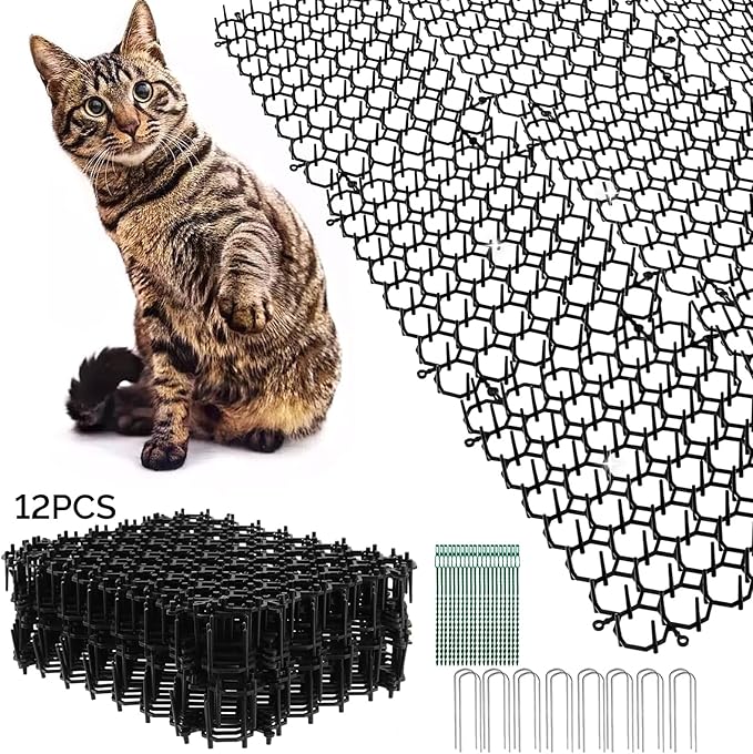 12-teilige Anti-katzen-matte Mit Spikes, 20 X 15 Cm Große Kunststoff-spikestreifen, Katzenabwehrmatte, Anti-katzen-spikes, Spike-abwehr Für Den Garten, Gegen Hunde Und Katzen