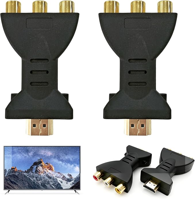 2er-pack Hdmi-auf-3-rca-adapter Mit Audio-video-konverter, Auflösung Bis Zu 1080p, Breite Kompatibilität Mit Fernsehern, Projektoren Und Älteren Monitoren, Einfache Plug-and-play-verbindung, Robuste M