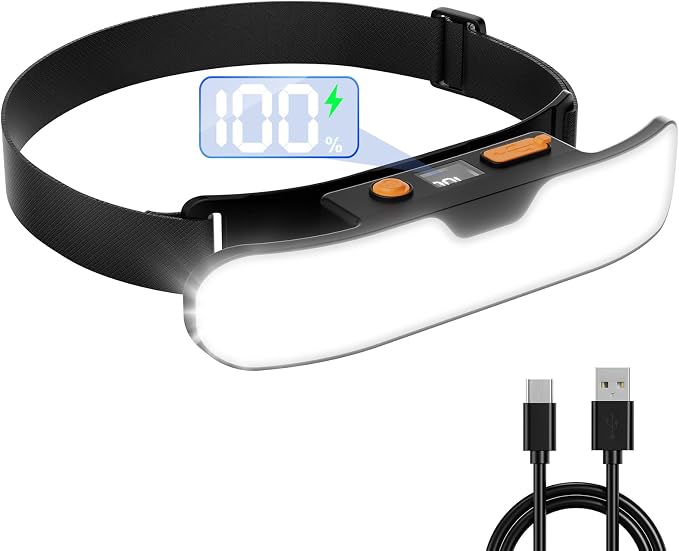 Wiederaufladbare Mohard Stirnlampe, 230° Breiter Led-abstrahlwinkel, Digitale Leistungsanzeige, 90° Verstellbarer Neigungswinkel Und Ipx5 Wasserdichte Stirnlampe Für Camping, Wandern Und Laufen