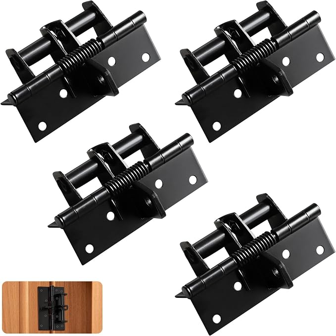Set Mit 4 90°-türscharnieren Aus Stahl, 3-in-1-scharniere Mit Unsichtbarer Selbstschließung Und Einstellbarem Dämpfer Für Küchenschränke Und Möbel, Mattschwarz