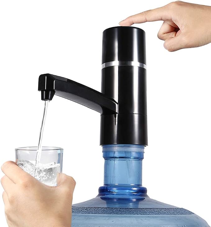 Haofy Tragbare Elektrische Wasserpumpe Mit 2 Adaptern, Usb-wiederaufladbarer Automatischer Wasserspender Für 2- Bis 6-gallonen-flaschen, Büro, Zuhause, Camping (schwarz)