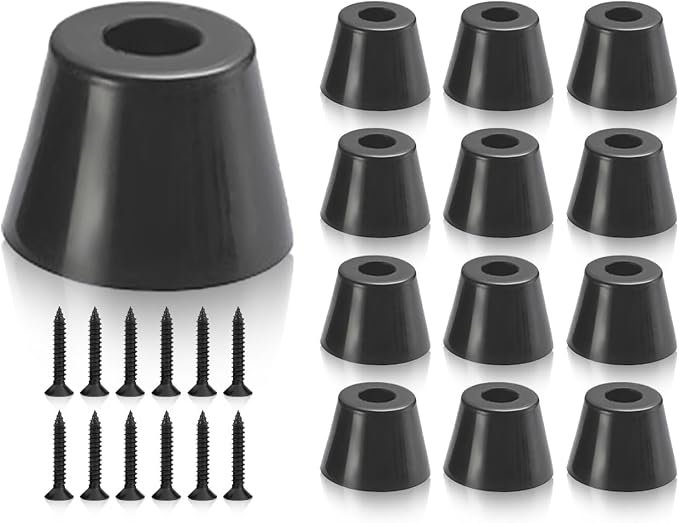 Zoetekway Set Mit 12 Gummifüßen Zum Schutz Von Stühlen, Runde Pads, Gummipads Zum Schutz Vor Feuchtigkeit Und Kratzern Auf Dem Boden, 12 Füße Und 14 Schrauben (schwarz, 19 Mm)