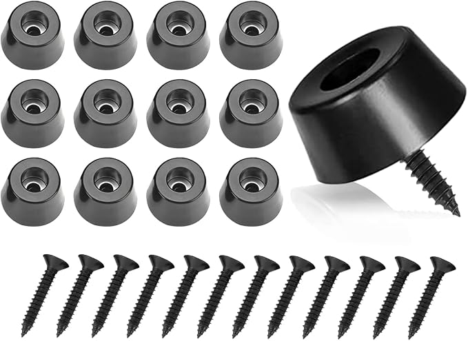 Zoetekway 12er-packung Schwarze Gummifüße Für Schneidebretter Mit Edelstahlschrauben, Robuste Schraubgummipads, Runde Schraubgummifüße