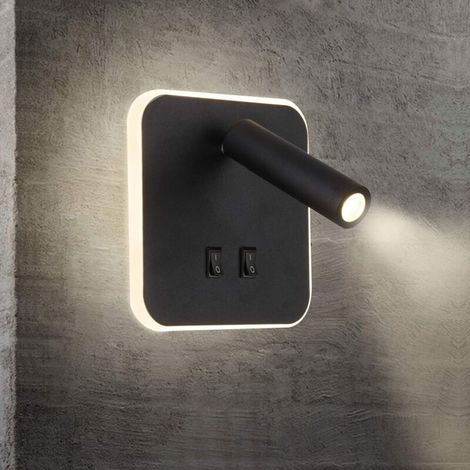 Schwarze 13-w-led-wandleuchte Mit Integriertem Schalter – Verstellbare Nachttischlampe – Warmweißes Licht (3000 K) – Um 350° Drehbarer, Flexibler Arm