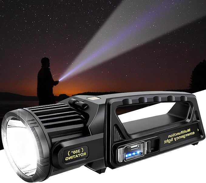 Letour Wiederaufladbarer Led-scheinwerfer, 450.000 Lumen Mit 350° Drehbarem Kopf, 9 Modi, Superhell, Ipx7 Wasserdichte Solar-taschenlampe Für Notfälle
