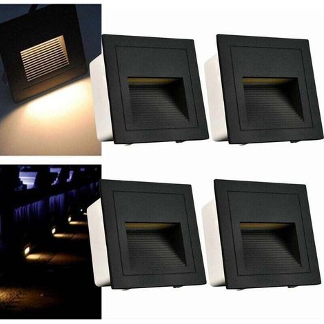 3-w-led-einbauleuchte Für Treppen Und Stufen, Aluminium-nachttischlampe, Wasserdicht (ip65), Dekorative Beleuchtung, 4 Stück Pro Packung, Warmweißes Licht, Energieklasse A