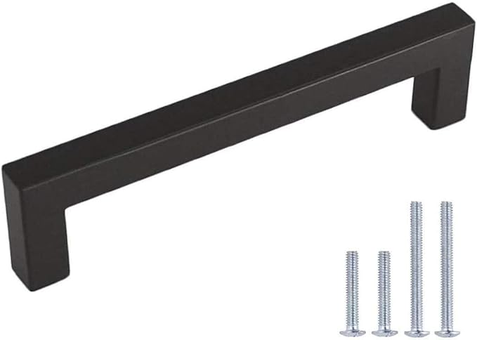 Lontan Möbelgriff-set (1 Stück) – Lochabstand: 128 Mm – Edelstahl – Für Küchenschränke Und Schubladen – Schwarz