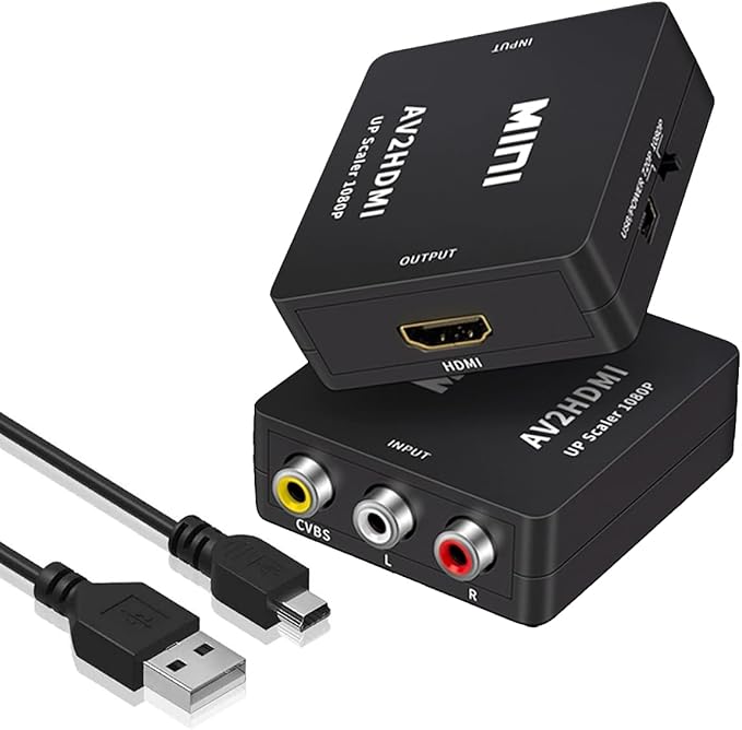Vinmooog Rca-zu-hdmi-adapter, Digitpro Rca-zu-hdmi-konverter Mini Av R-ca Cvbs Hd-mi, 1080p Hdmi-adapter, Scart-zu-hdmi-adapter, Unterstützt Pal/ntsc Composite Cvbs Für Kamera, Xbox, Ps2, 3
