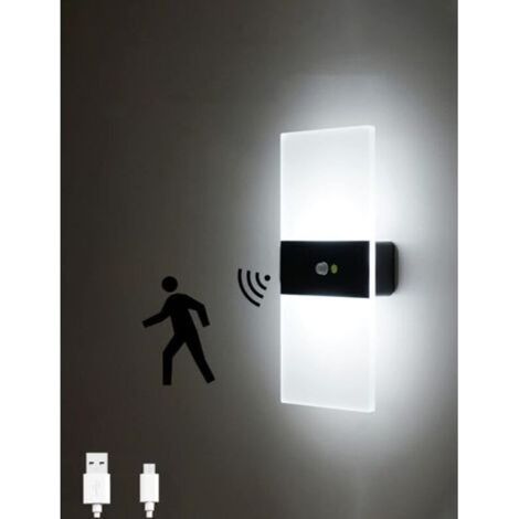 Led-wandpaneel Mit Bewegungsmelder, Kabelloses, Per Usb Aufladbares Nachtlicht, Automatische Ein-/ausschaltfunktion, Ideal Für Schlaf- Oder Wohnzimmer, Farbe: Schwarz, Temperaturregelung