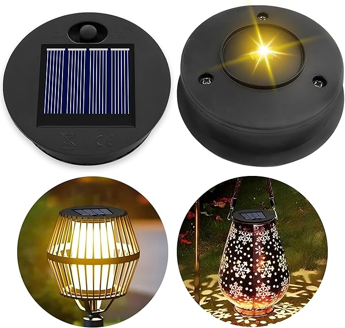 Akynite Ersatz-solarlaterne, 7 Cm, Warmweiß, Ersatz-solarabdeckung, Ip44 Led-solarpanel Für Die Gartendekoration, 2er-pack
