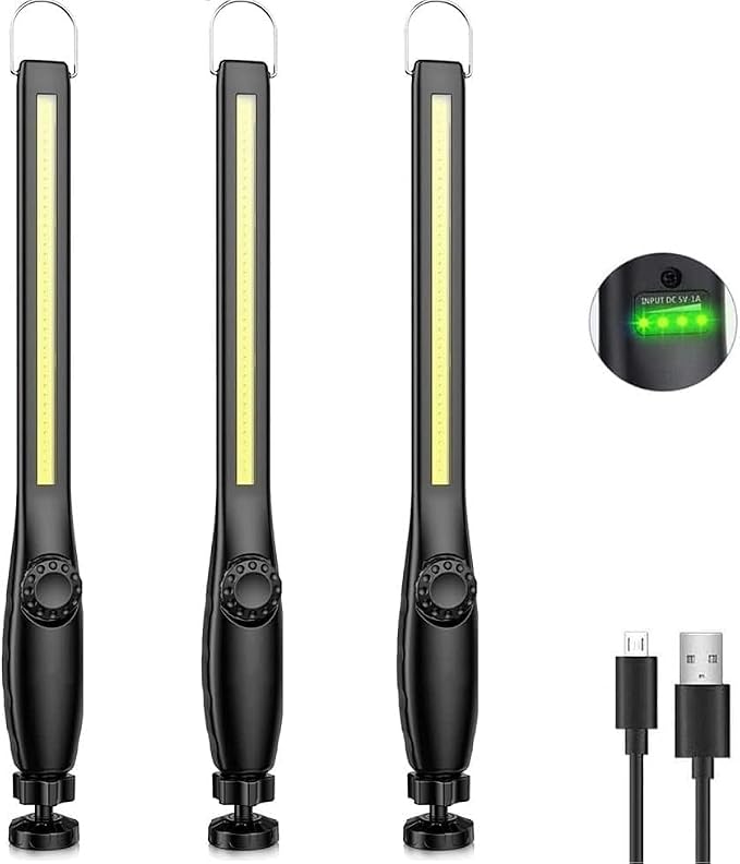 Highsam Led-werkstattleuchte Für Mechaniker, Wiederaufladbare, Dimmbare Cob-werkstattleuchte, Led-taschenlampe Für Auto, Garage, Camping (3 Stück)
