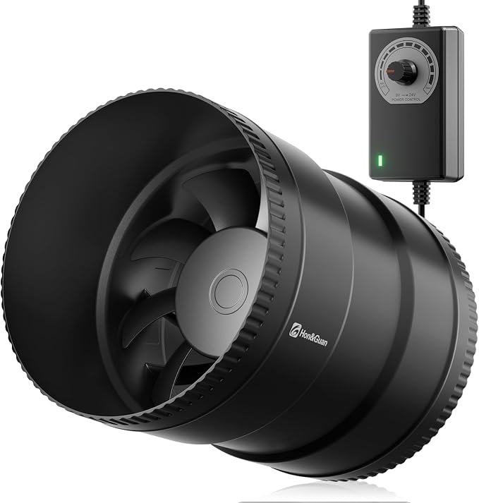 Hon&guan 150mm 19w 587 M³/h Inline-abluftventilator Mit Drehzahlregler Für Feuchte Keller, Garagen Und Hydrokultur