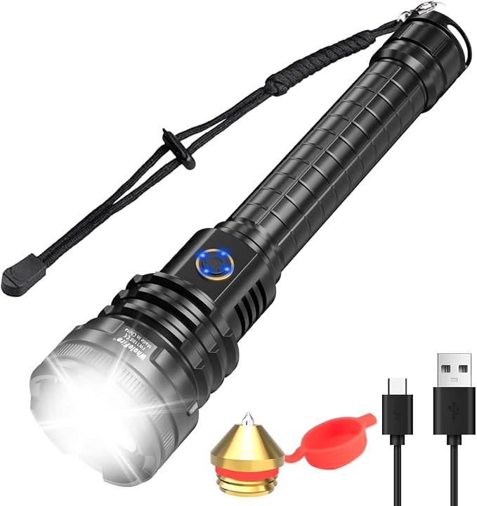 Xhp90 Hochleistungs-led-taschenlampe Mit 90000 Lumen, Usb-wiederaufladbar, Zoombar, Mit Akkuanzeige Für Den Innen- Und Außenbereich