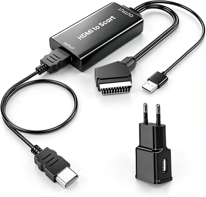 Amanka Hdmi-scart-adapter Hdmi-zu-scart-konverter Full Hd 1080p Audio-video-konverter Für Hdtv, Set-top-box, Vhs, Xbox, Ps3, Sky, Dvd, Blu-ray Usw.