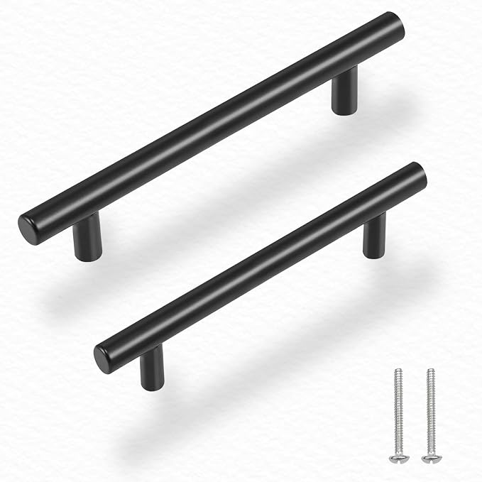 10 Stück Schwarze Möbelgriffe, Küchentürgriffe Mit Schrauben, T-griffe Für Schränke Und Schubladen, Möbelgriffe Aus Edelstahl, Türgriffe Für Küche, Schlafzimmer, Büro (96 Mm Lochabstand)