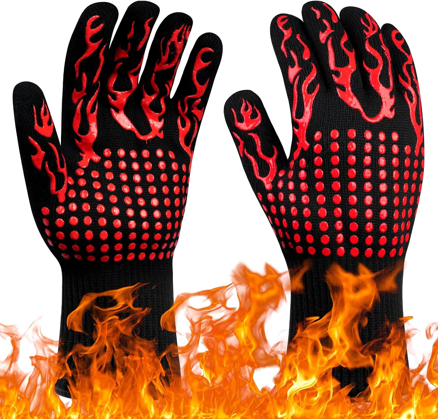 Hitzebeständige Handschuhe – Maximale Temperaturbeständigkeit: 800 °c – Schnittschutzklasse: L5 – Hergestellt Aus Silikon, Aramid Und Einem Baumwoll-polyester-gemisch – Geeignet Zum Grillen, Kochen Un