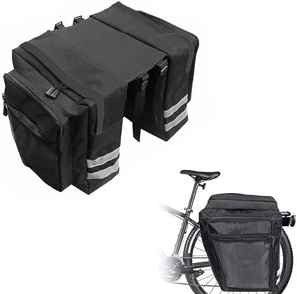 Doppelte, Wasserdichte, Schwarze, Faltbare Fahrradtasche Für Gepäckträger, Ideal Zum Radfahren, Reisen, Picknicken Und Für Outdoor-sportarten.