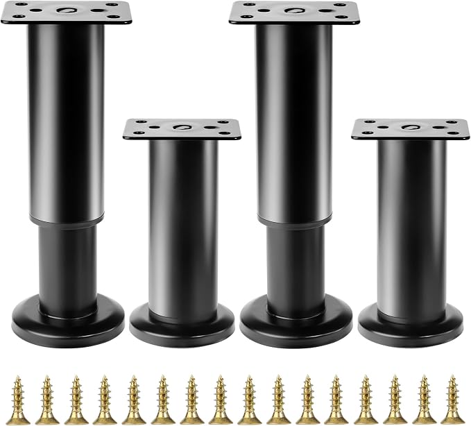 4 Stück Verstellbare Möbelfüße 8-12 Cm, Verstellbare Möbelfüße, Nivellierfüße Für Tische, Schwarze Höhenverstellbare Möbelfüße Für Stühle, Betten, Sofas, Kleiderschränke, Schränke