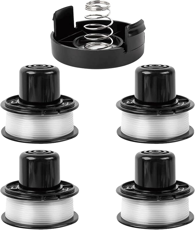 4 Spulen Draht, Kompatibel Mit Black + Decker Gl250, Gl310, Gl360 Und Gl360sb, Ersetzt Spule A6226-xj, Rs-136-bkp Und Rs-136, Inklusive 1 Wellenabdeckung Und 1 Feder