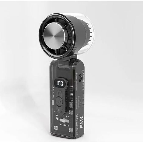 Tragbarer Ventilator Mit Led-beleuchtung, Akku, Ideal Für Reisen Oder Den Strand, Maße: 19,2 X 8 X 6 Cm, Farbe: Schwarz