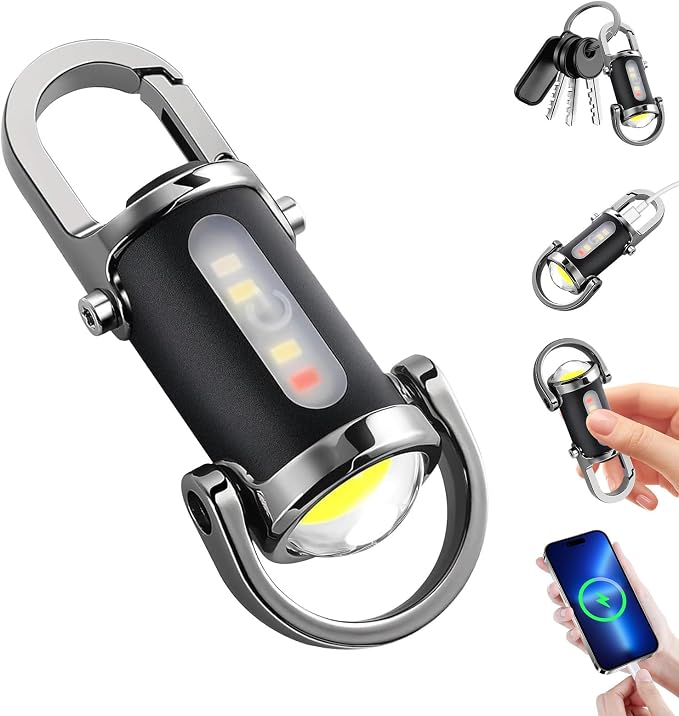 Yesay Ultra-starke Led-taschenlampe, Usb-c-aufladbar, Wasserdicht, 7 Modi, Schlüsselanhänger-taschenlampe Für Camping, Outdoor-aktivitäten, Notfälle Und Angeln