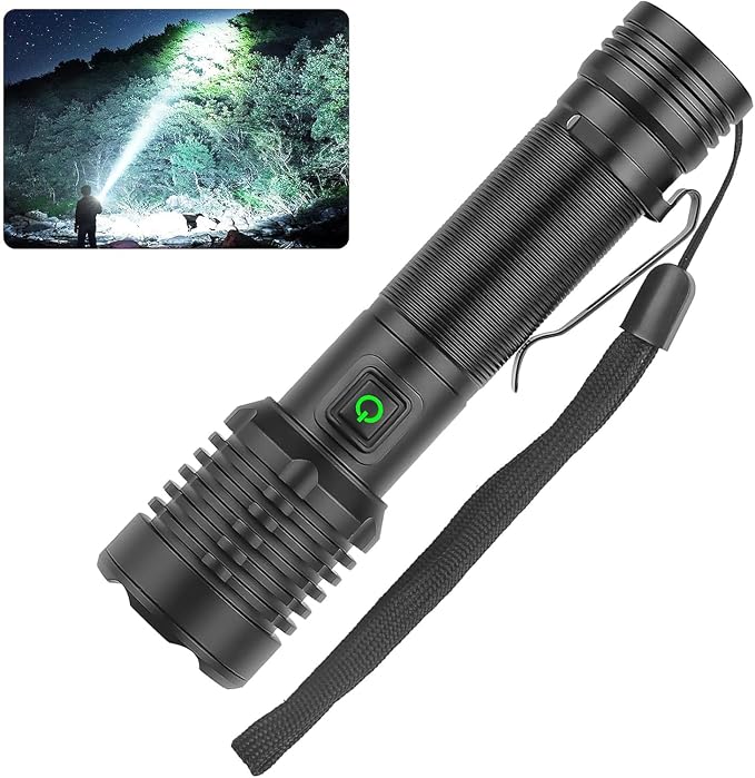 Wiederaufladbare Led-taschenlampe, 90000 Lumen, Leistungsstarke Taktische Taschenlampe, Hohe Helligkeit, Usb-c-aufladbar (camping, Wandern, Notfall)