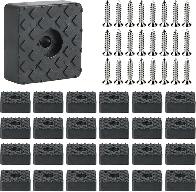 24 Quadratische Gummigleiter, 30 X 30 Mm, Zum Einschrauben, Rutschfeste Gummigleiter Mit Schrauben, Gummigleiter Für Möbel, Tische, Stühle Und Sofas