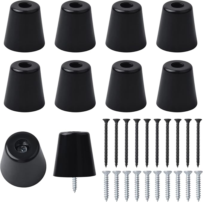 10 Gummifüße Mit 20 Schrauben, Runde Schwarze Möbelfüße, Rutschfeste Stuhlgleiter Zum Anschrauben, Gummifüße Mit Edelstahlscheiben Für Schneidebretter Und Schränke, 40 X 28 X 40 Mm