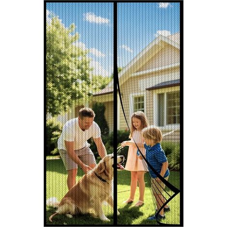 Magnetisches Moskitonetz Für Schiebe- Oder Terrassentüren, Kein Bohren Erforderlich, Insektenschutzgitter, Fliegengitter, Maße 160 X 210 Cm, Schwarz