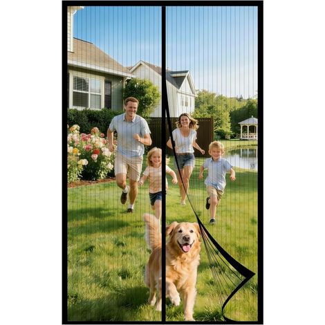 Magnetisches Moskitonetz Für Türen Oder Fenster, 75 X 210 Cm, Bohrfreies Fliegengitter Mit Magnetverschluss, Für Den Außenbereich, Balkone, Wohnmobile Und Terrassen – Schwarz