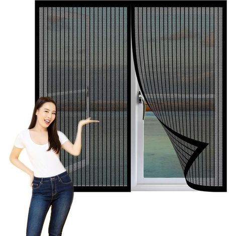 Magnetisches Moskitonetz Für Türen Oder Fenster, 110 X 120 Cm, Werkzeuglose Montage, Ideal Für Flure, Fenster Und Terrassen – Schwarz