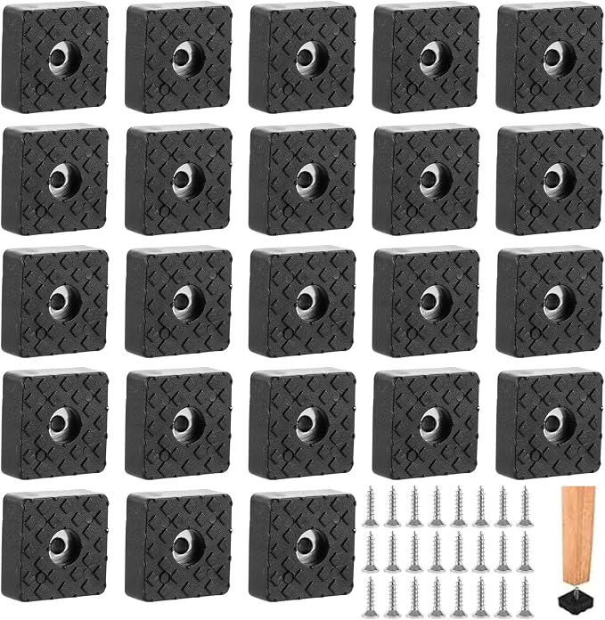 Apacali 50 Stück Gummimöbelgleiter, 30 Mm Schwarze Rutschfeste Schutzgleiter Für Stuhlbeine Mit 24 Schrauben Für Gartenstühle, Tische, Sofas