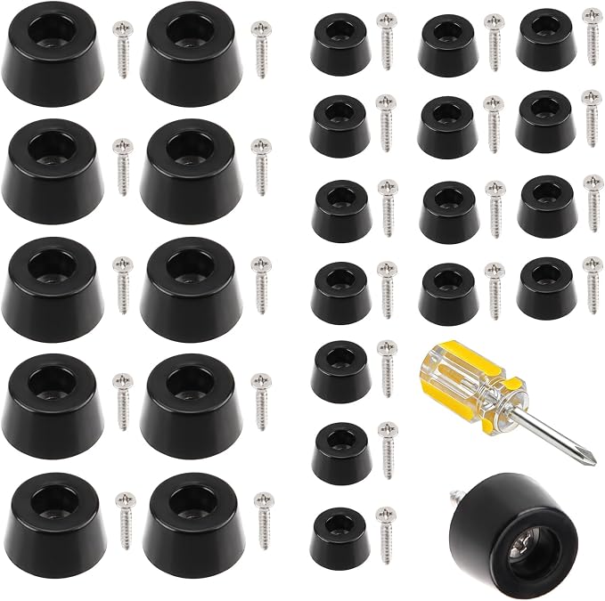130 Stück Schwarze Gummifüße, Runde Füße Zum Zuschneiden Und Anschrauben, Stuhlbeine Zum Anschrauben (100 Stück In 2 Größen)