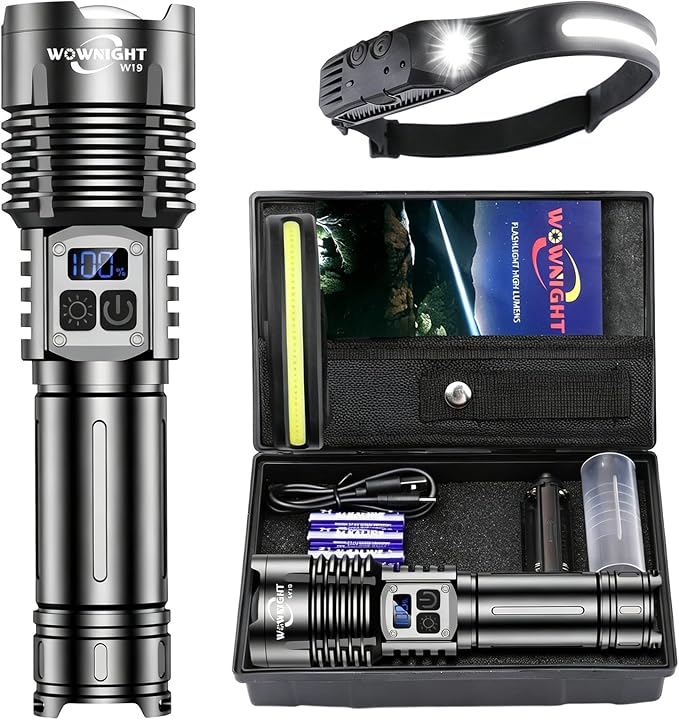 Taschenlampe Mit 1.000.000 Lumen, 50 W, 2 Schalter, Ultrahelle Led-taschenlampe, Leistungsstarke, Per Usb Aufladbare Taschenlampe, Stufenlose Dimmfunktion Und Ipx6, Taktische Taschenlampe Für Camping