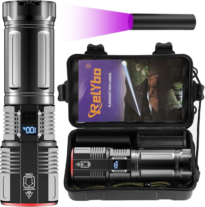 Relybo Ultra-led-taschenlampe, 1.000.000 Lumen, Usb-wiederaufladbar, Xhq100, Leistungsstarke Taktische Taschenlampe Für Camping Und Notfälle