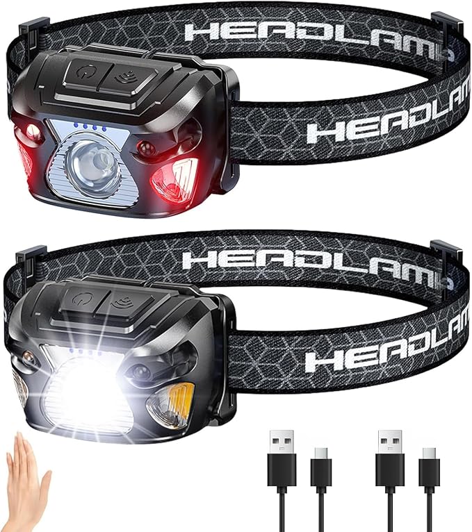 Wiederaufladbare Stirnlampe, 2000 Lumen, Superhelle, Leichte Und Extrem Leistungsstarke Led-stirnlampe Mit 6 Leuchtmodi, Ipx5 Wasserdicht, Mit Ladeanzeige Für Laufen Und Camping
