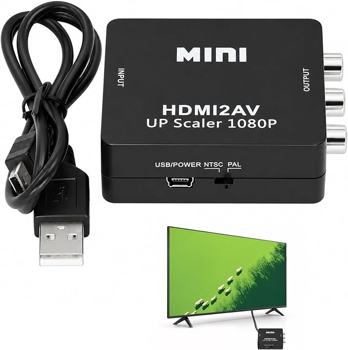 1 Stück Hdmi-zu-rca-konverter, Hdmi-zu-av-adapter, 1080p Hdmi-rca-adapter Mit Usb-stromkabel, Für Xbox 360/one, Playstation 3/4/5, Dvd, Android Tv Box, Fire Stick, Roku.