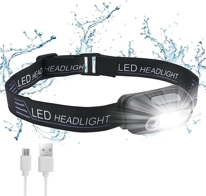 Wiederaufladbare Stirnlampe Von Flintronic, Leistungsstarke 200-lumen-stirnlampe Mit 3 Leuchtmodi, Empfindlichem Sensor, Ultraleicht Und Verstellbar, Kinderstirnlampe Zum Angeln, Campen, Wandern Und R