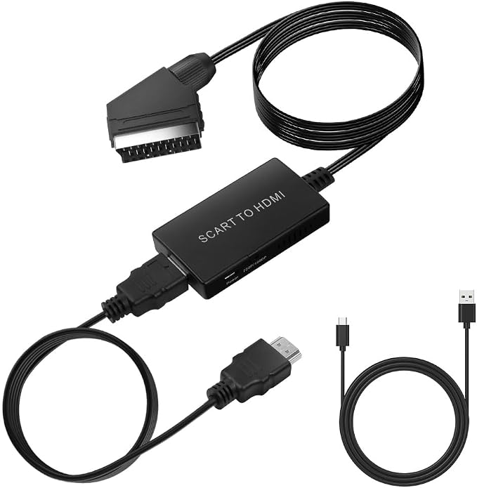 Axfee Adapter, Scart-zu-hdmi-konverter Mit Hdmi-kabel, Scart Auf Hdmi, Für Full-hd-fernseher (720p/1080p), Audio/video Für Sky Blu-ray-player, Set-top-box, Xbox, Ps3…