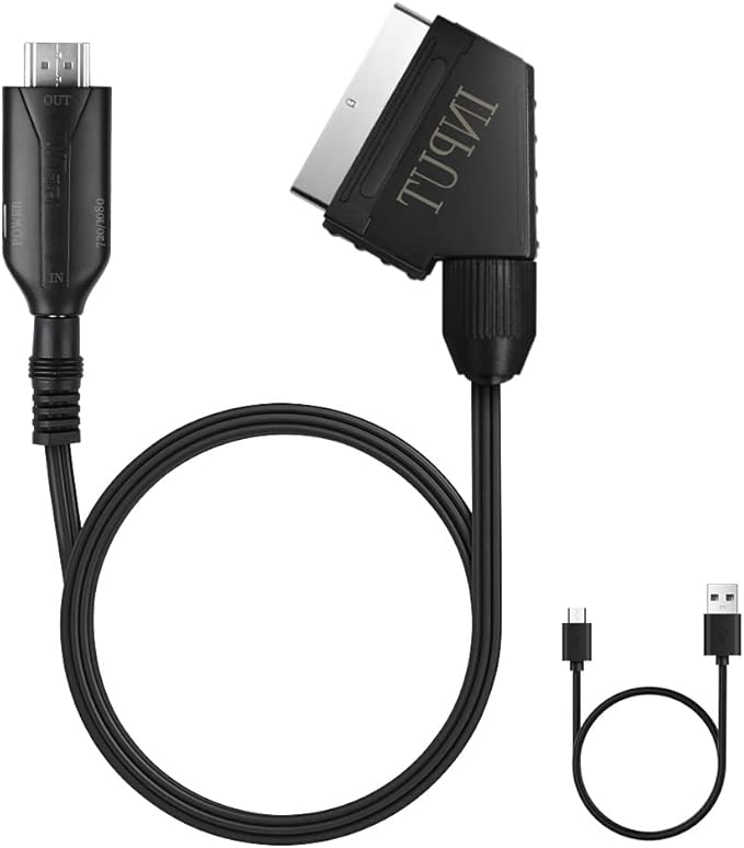 Axfee Scart-zu-hdmi-adapter, Scart-zu-hdmi-konverter Mit Hdmi-kabel, Scart-zu-hdmi-konverter Für Full-hd-fernseher (720p/1080p), Audio/video Für Sky Blu-ray-player, Set-top-box, Xbox Und Ps3