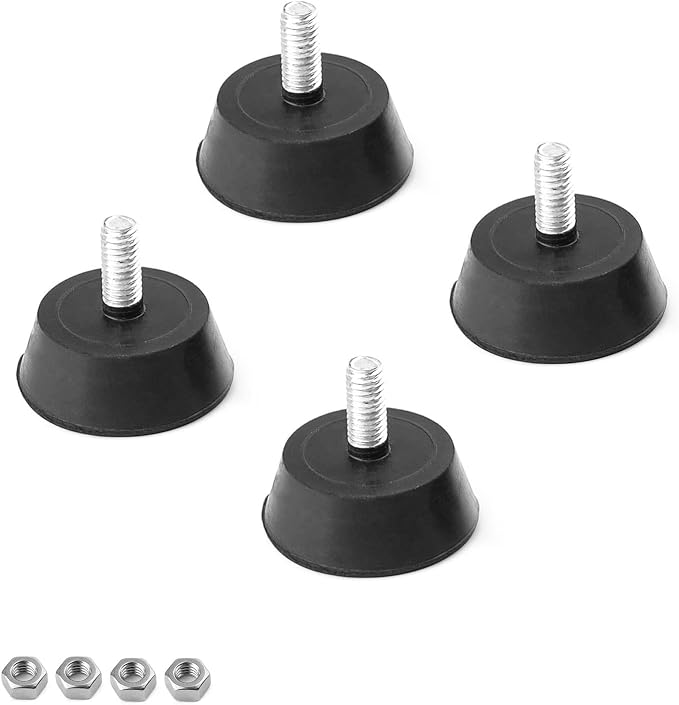 0xbit 4-teiliges Set Verstellbarer Möbelfüße, Verstellbare Füße Mit Gummistoßdämpfern, M6-gewinde, 32 Mm Durchmesser, Hohe Stabilität, Für Möbel Und Geräte