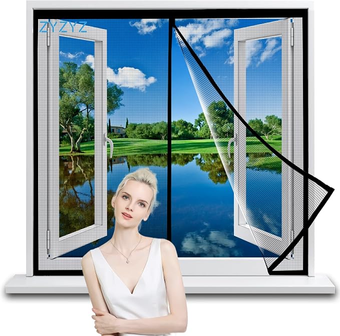 Fenster-moskitonetz, 120 X 225 Cm, Schwarzes Magnetisches Moskitonetz Mit Automatischem Verschluss, Magnetisches Moskitonetz Für Fenstertüren