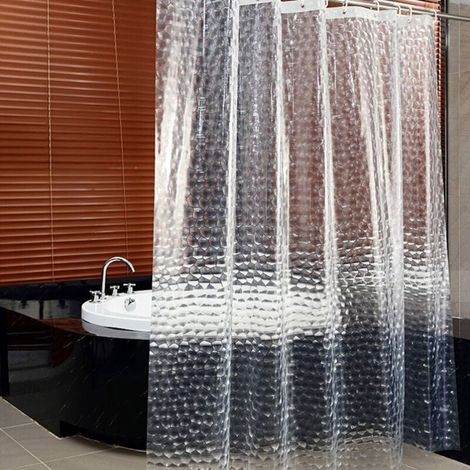 Transparenter Duschvorhang, 180 X 180 Cm, 3d-peva-duschvorhang Für Badezimmer, Schimmelresistent, Antibakteriell, Wasserdicht, Waschbar, Mit 12 Hakenringen